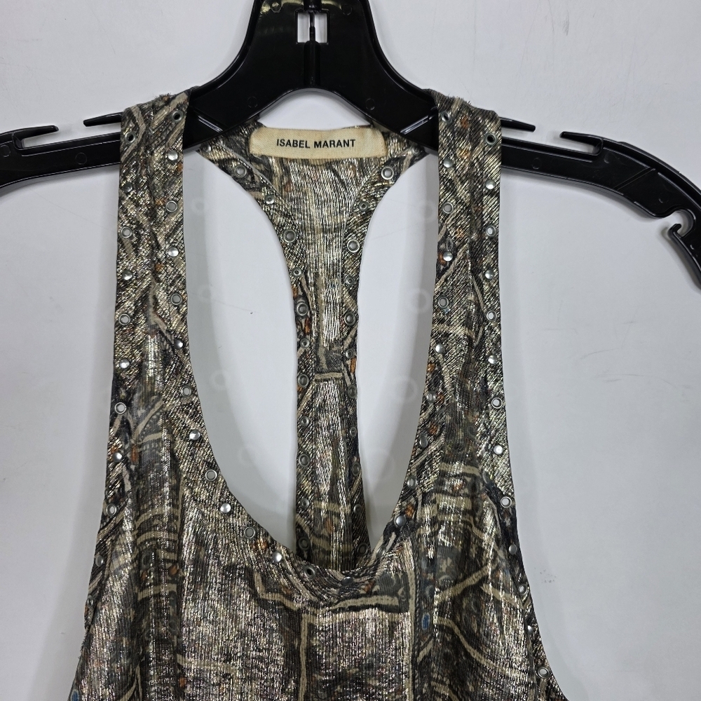 Isabel Marant x H&M silk Metallic studded racer back Tank top - Picture 5 of 12